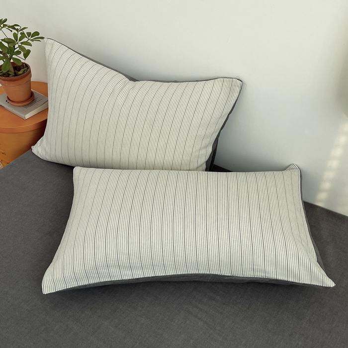 91家纺网 家纺一手货源 找家纺 莱茵家居 2026新款A类全棉色织日系芝麻锻纹套件-暮云系列 暮云-白灰