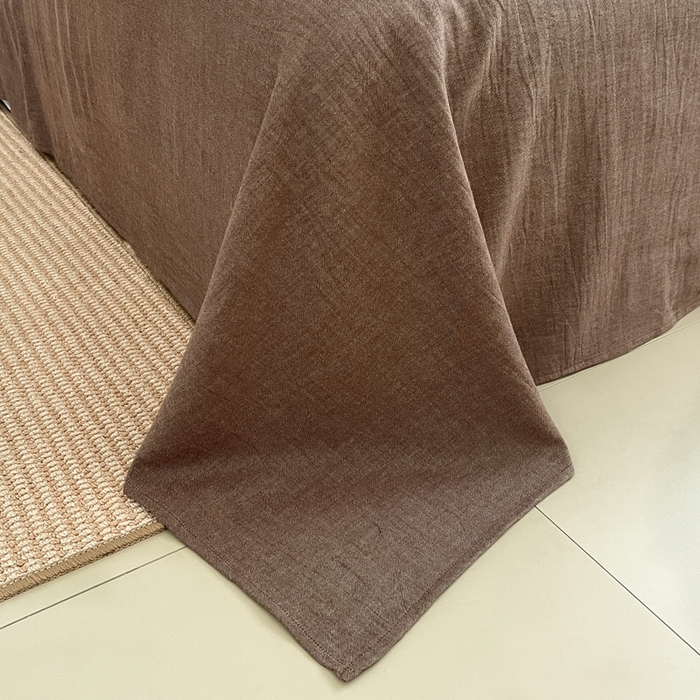 91家纺网 家纺一手货源 找家纺 莱茵家居 2026新款A类全棉色织日系芝麻锻纹套件-暮云系列 暮云-棕咖