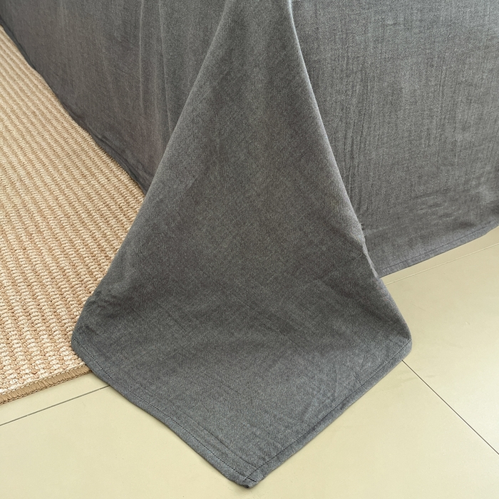 91家纺网 家纺一手货源 找家纺 莱茵家居 2026新款A类全棉色织日系芝麻锻纹套件-暮云系列 暮云-灰白