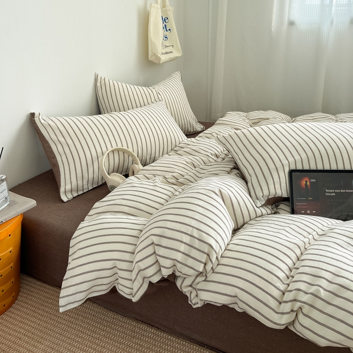 91家纺网 家纺一手货源 找家纺 莱茵家居 2026新款A类全棉色织日系芝麻锻纹套件-暮云系列 暮云-米白