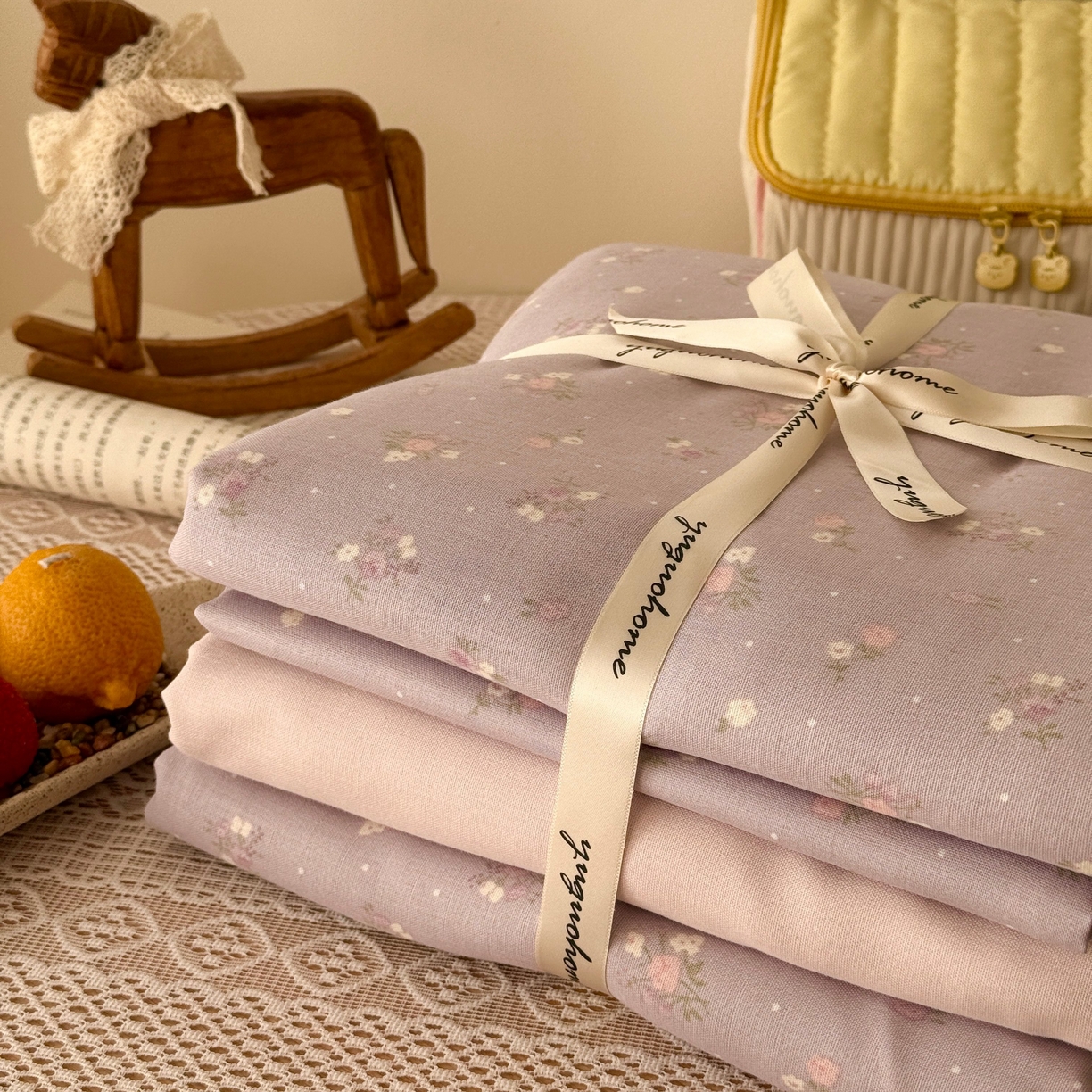 91家纺网 家纺一手货源 找家纺 于果 2026新款全棉纯棉双层纱四件套 晴朗紫