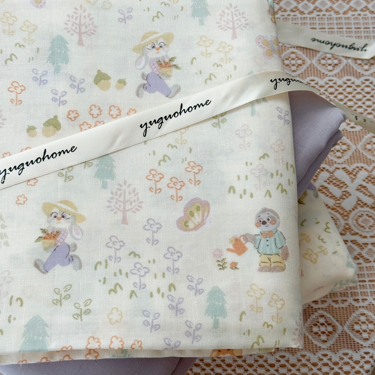 91家纺网 家纺一手货源 找家纺 于果 2026新款全棉纯棉双层纱四件套 闪电的朋友