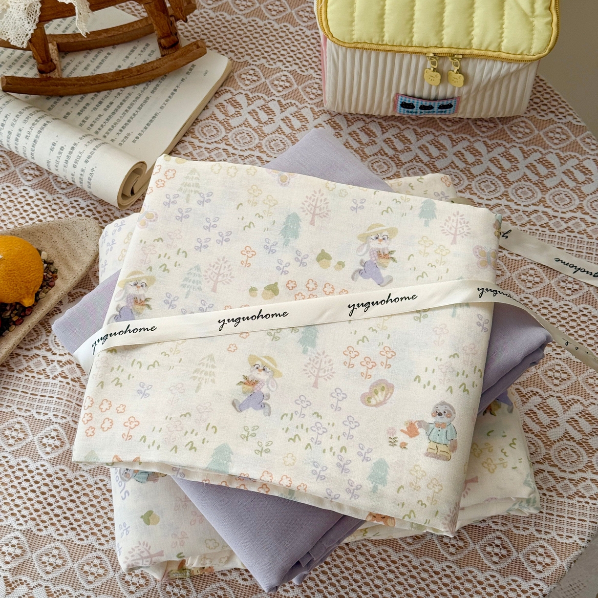 91家纺网 家纺一手货源 找家纺 于果 2026新款全棉纯棉双层纱四件套 闪电的朋友