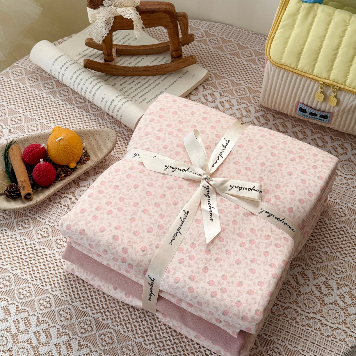 于果 2026新款全棉纯棉双层纱四件套 甜蜜蜜