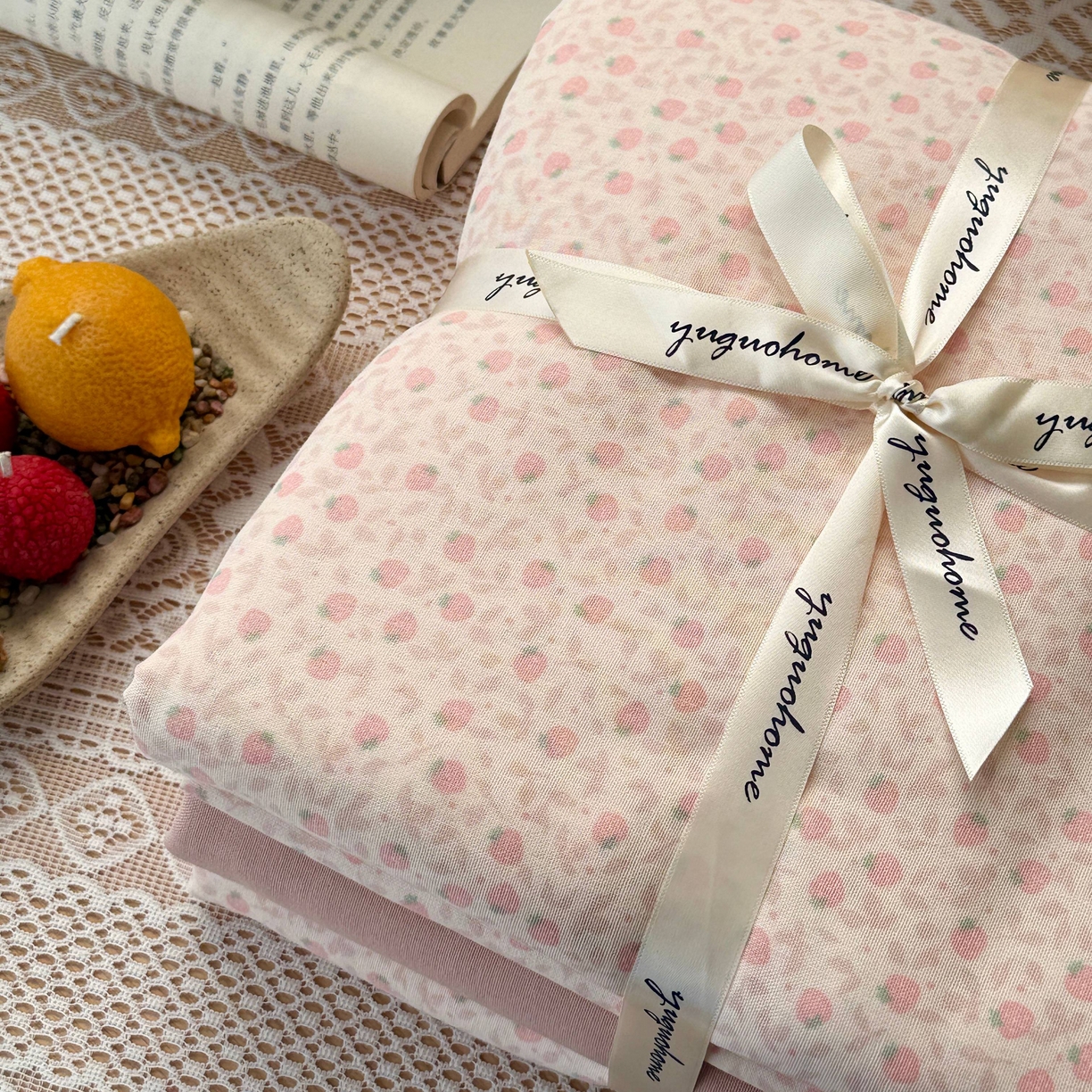 91家纺网 家纺一手货源 找家纺 于果 2026新款全棉纯棉双层纱四件套 甜蜜蜜