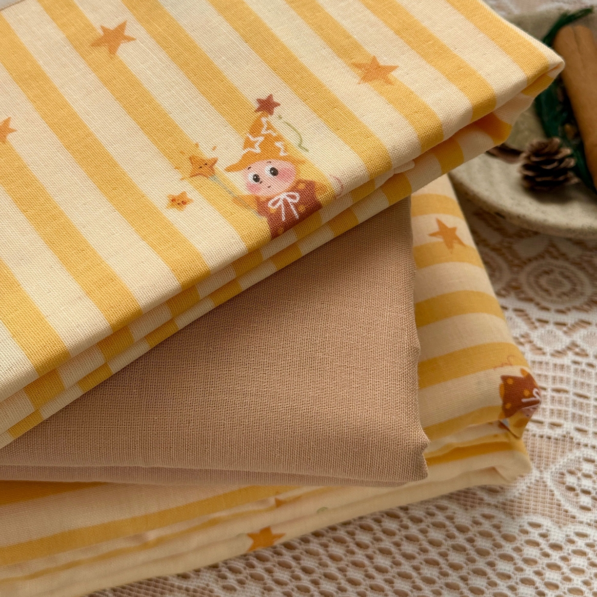 91家纺网 家纺一手货源 找家纺 于果 2026新款全棉纯棉双层纱四件套 条纹星仔