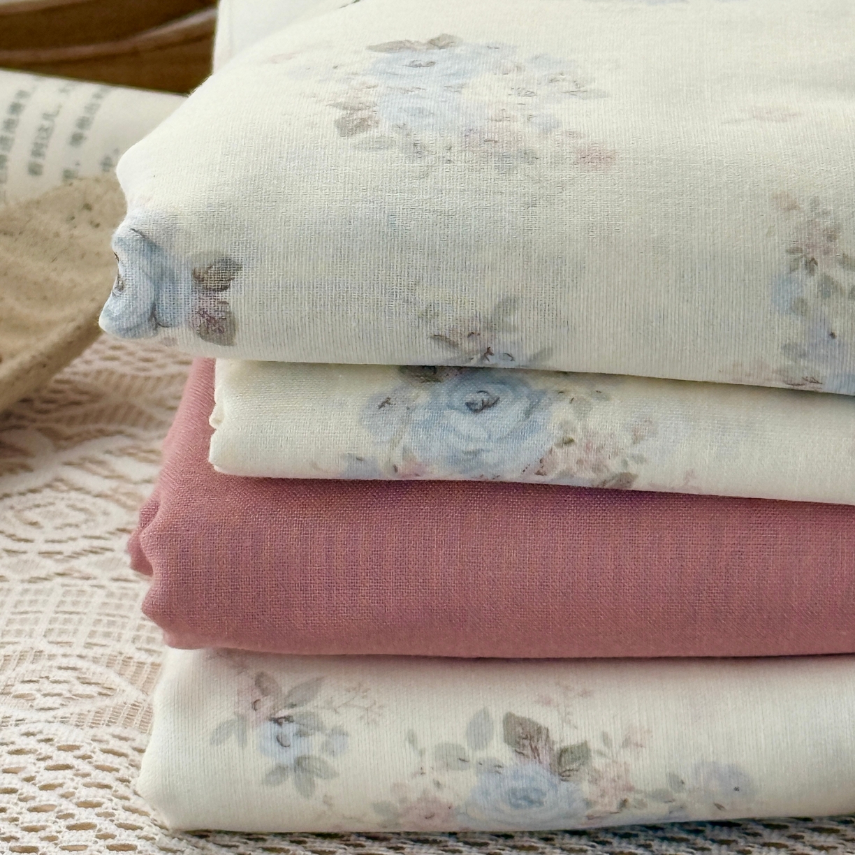 91家纺网 家纺一手货源 找家纺 于果 2026新款全棉纯棉双层纱四件套 夏日牡丹