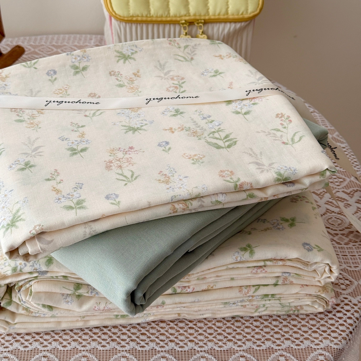 91家纺网 家纺一手货源 找家纺 于果 2026新款全棉纯棉双层纱四件套 小姿