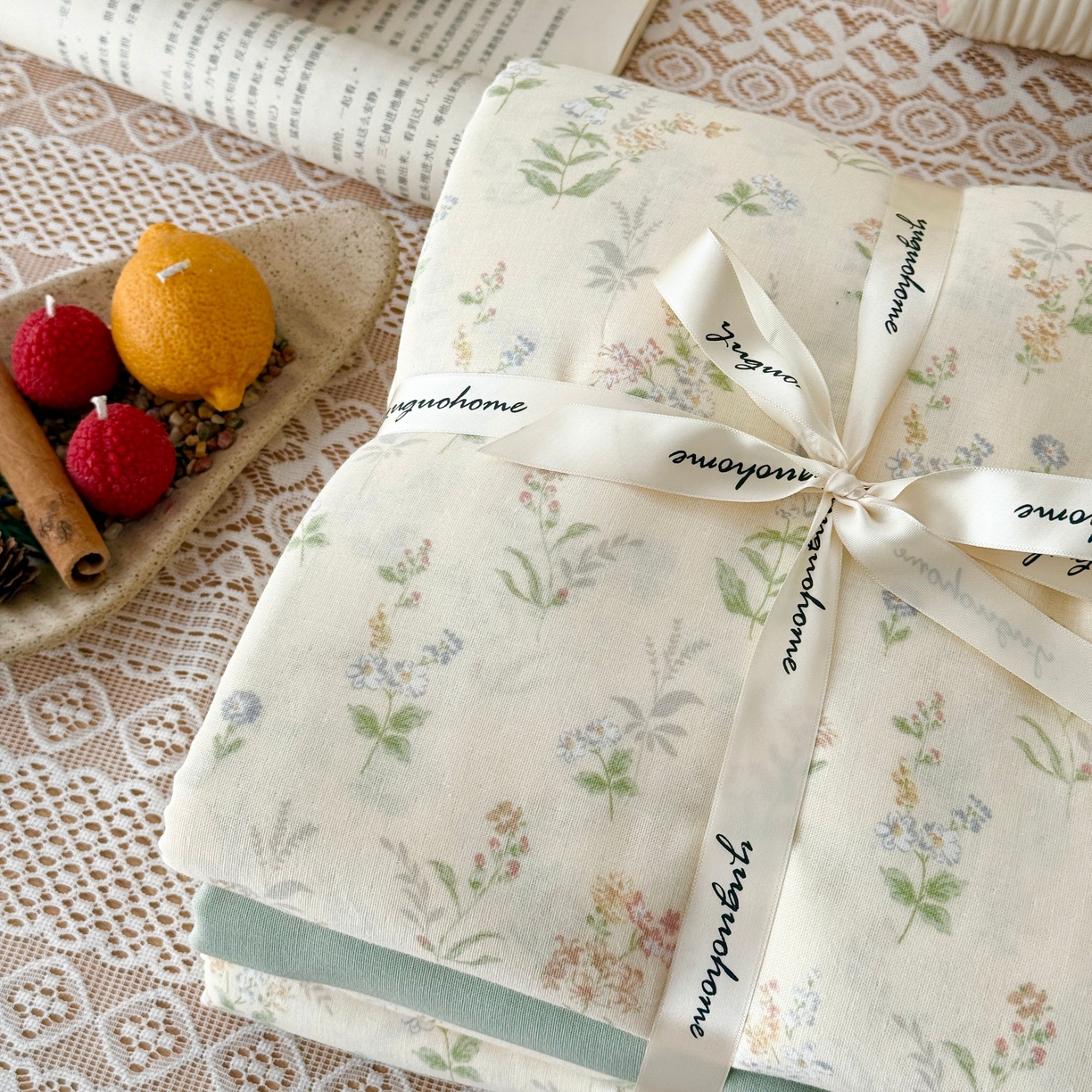 91家纺网 家纺一手货源 找家纺 于果 2026新款全棉纯棉双层纱四件套 小姿