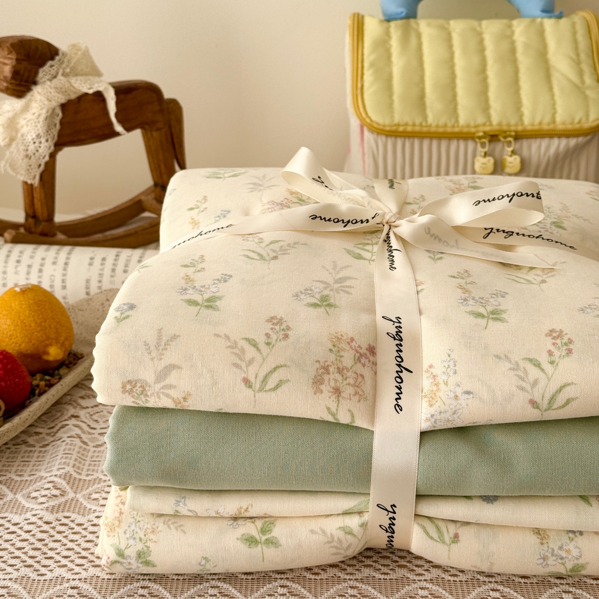 91家纺网 家纺一手货源 找家纺 于果 2026新款全棉纯棉双层纱四件套 小姿