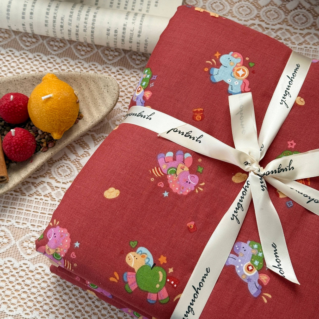 91家纺网 家纺一手货源 找家纺 于果 2026新款全棉纯棉双层纱四件套 星光木马