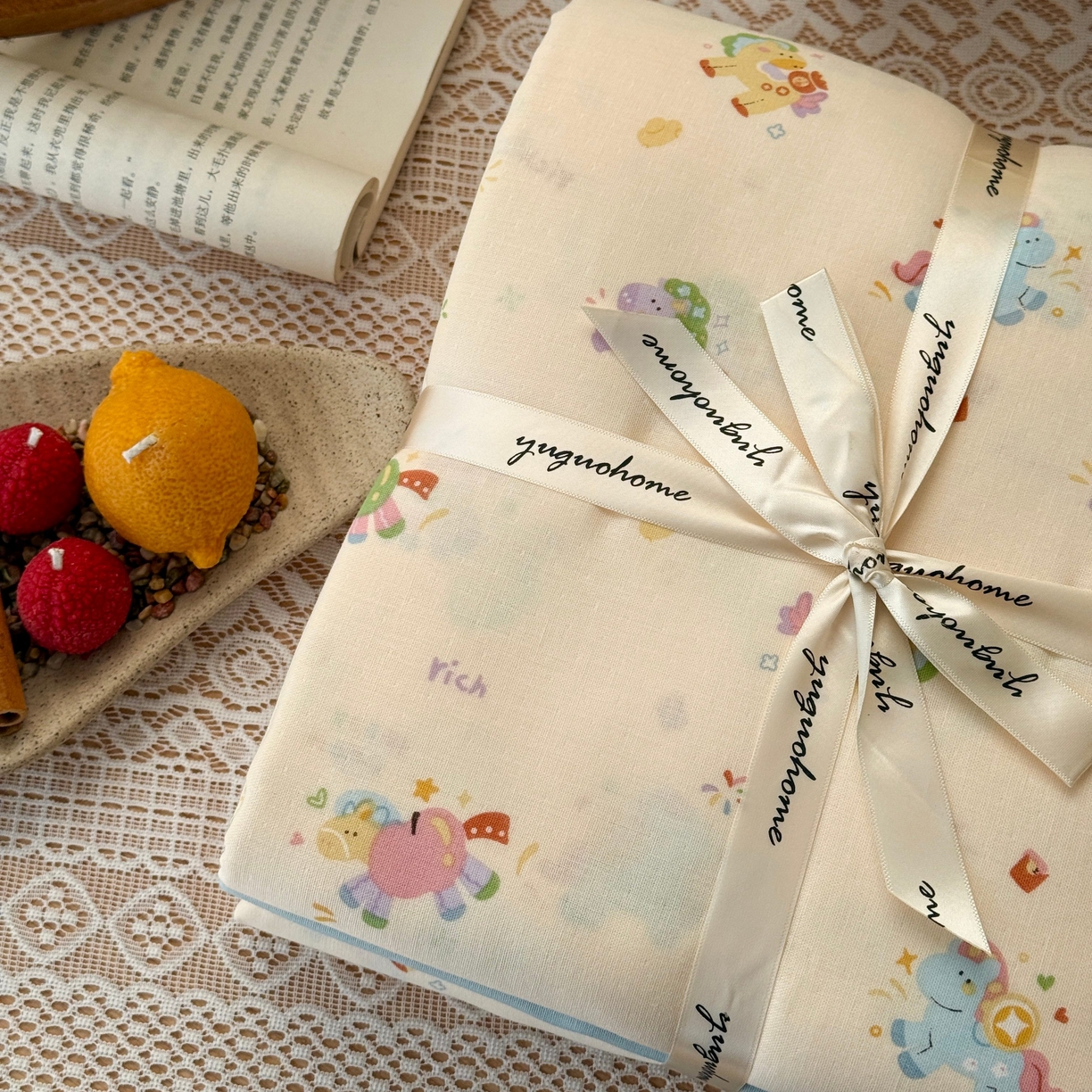 91家纺网 家纺一手货源 找家纺 于果 2026新款全棉纯棉双层纱四件套 星光小马