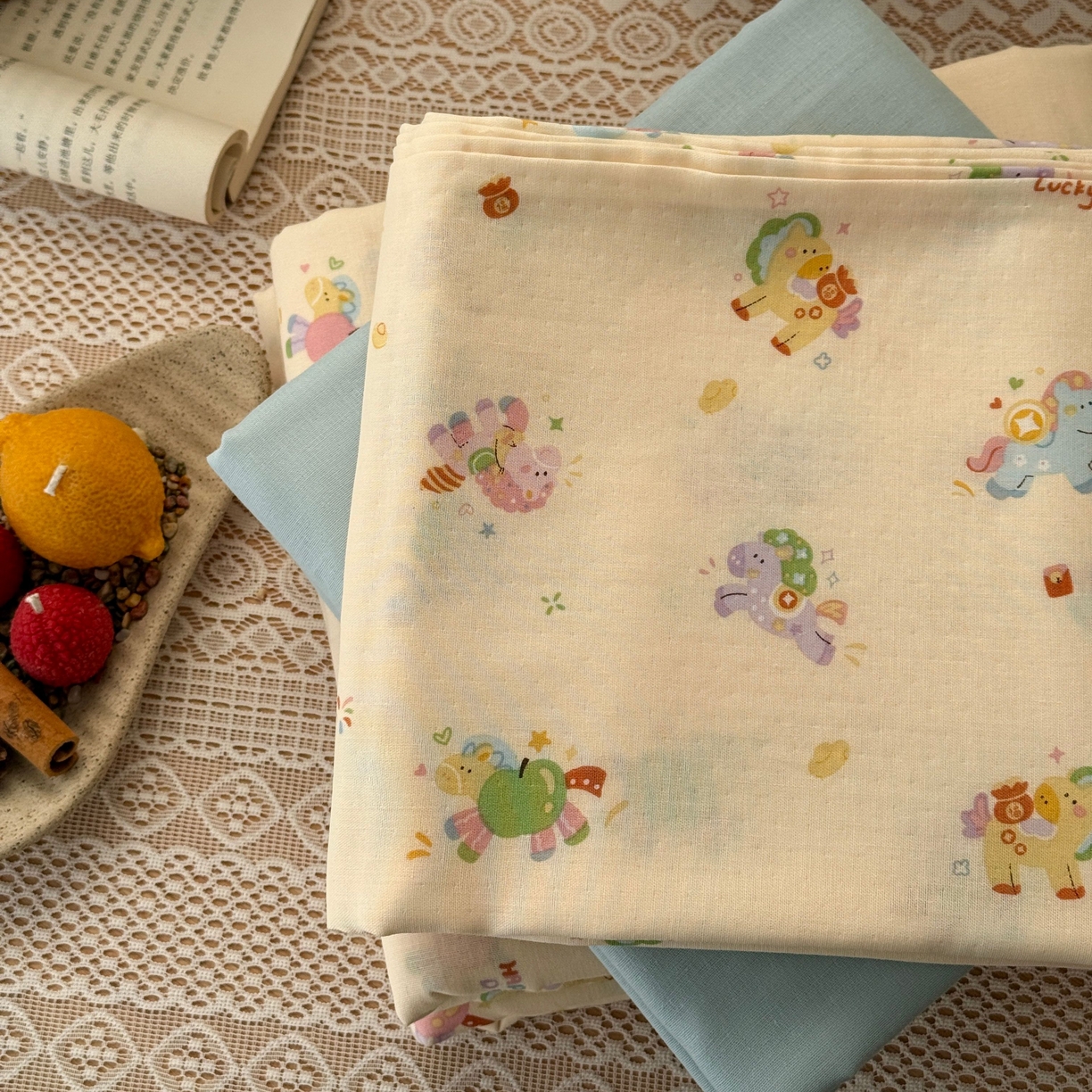 91家纺网 家纺一手货源 找家纺 于果 2026新款全棉纯棉双层纱四件套 星光小马