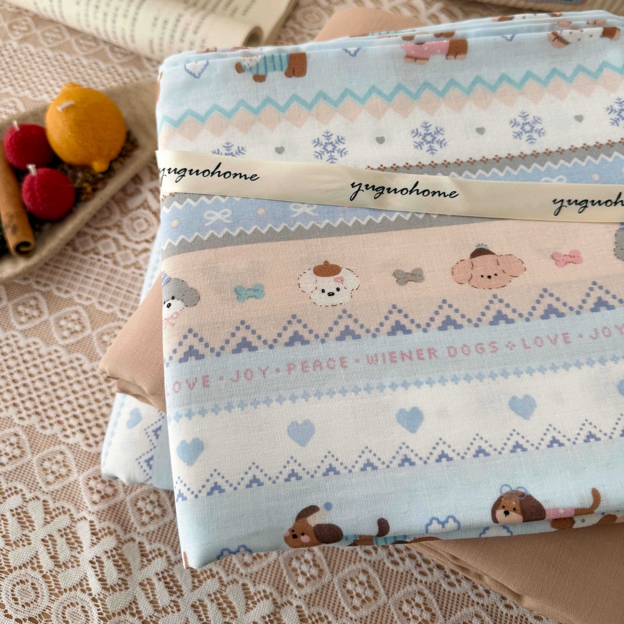 91家纺网 家纺一手货源 找家纺 于果 2026新款全棉纯棉双层纱四件套 雪花小狗