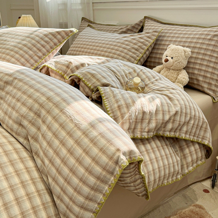 91家纺网 家纺一手货源 找家纺 莱茵家居 2026新款A类60支长绒棉纯棉提花贡缎大提花四件套光泽绸缎感轻奢风 湫波-蓝