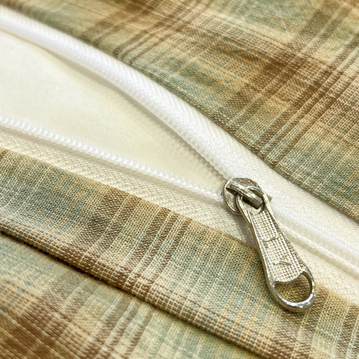 91家纺网 家纺一手货源 找家纺 莱茵家居 2026新款A类全棉色织水洗棉格子贝壳边套件-愫格系列 愫格-松绿