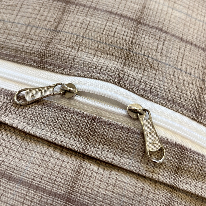 91家纺网 家纺一手货源 找家纺 莱茵家居 2026新款A类全棉色织水洗棉格子贝壳边套件-愫格系列 愫格-琥珀