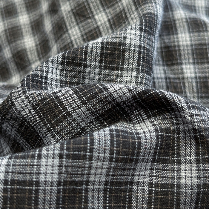91家纺网 家纺一手货源 找家纺 莱茵家居 2026新款A类全棉色织水洗棉格子贝壳边套件-愫格系列 愫格-黑檀