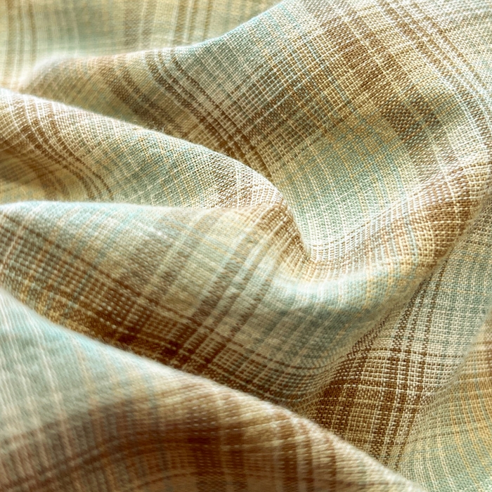 91家纺网 家纺一手货源 找家纺 莱茵家居 2026新款A类全棉色织水洗棉格子贝壳边套件-愫格系列 愫格-松绿