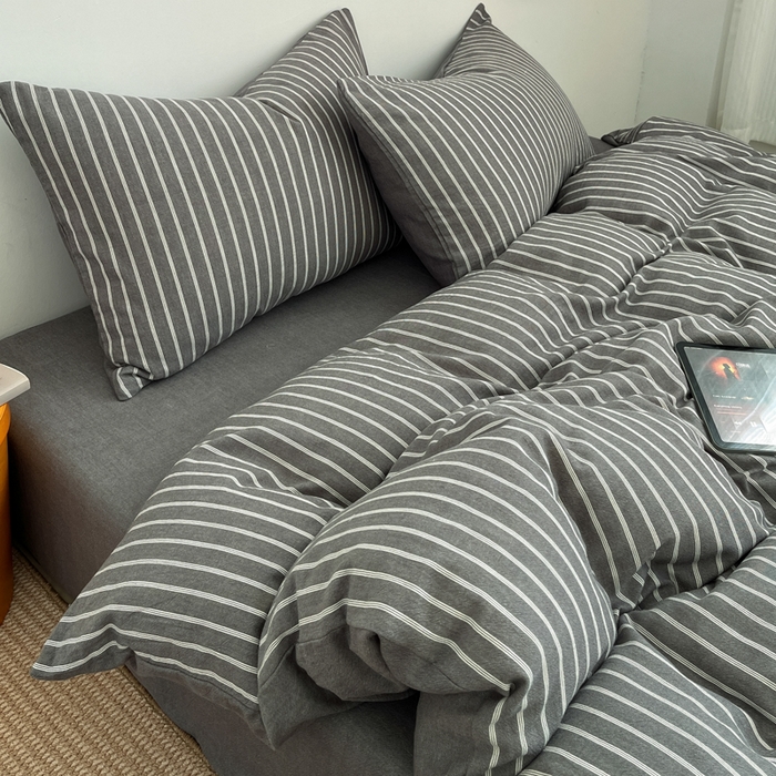 91家纺网 家纺一手货源 找家纺 （总）莱茵家居 2026新款A类全棉色织日系芝麻锻纹套件-暮云系列