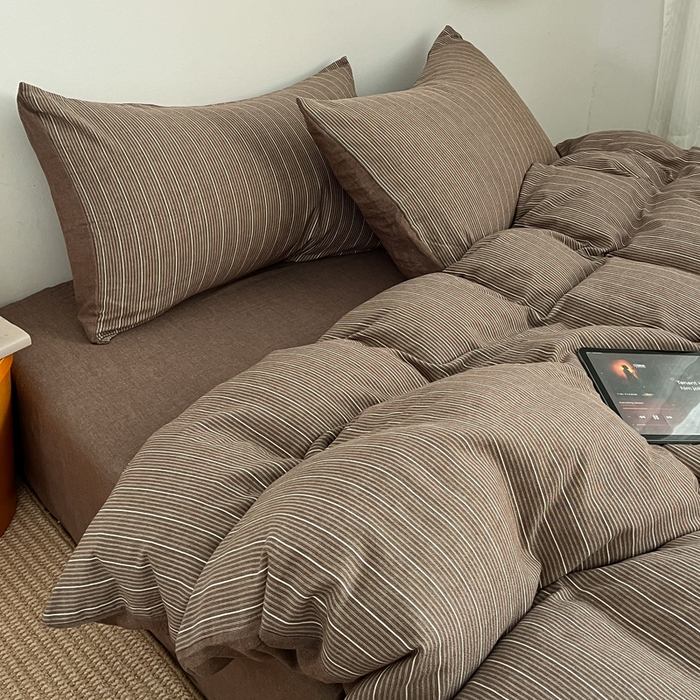 91家纺网 家纺一手货源 找家纺 （总）莱茵家居 2026新款A类全棉色织日系芝麻锻纹套件-暮云系列