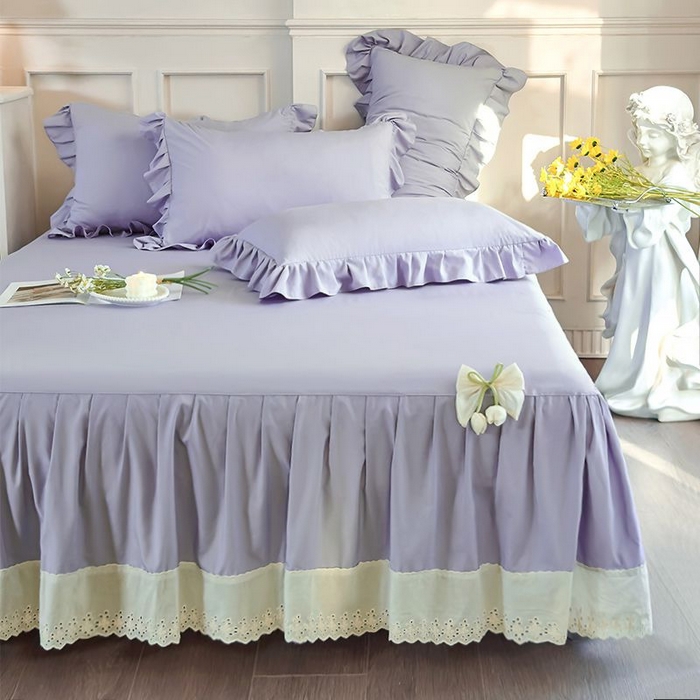  乐朵家居 2026新款 25-3郁金香 天丝缎蕾丝床裙+可配空调  紫