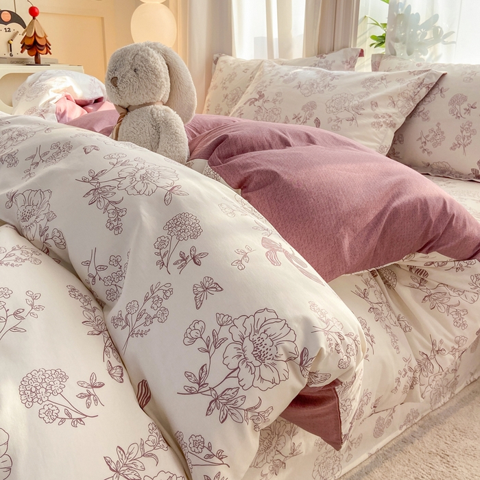 91家纺网 家纺一手货源 找家纺 （总）朵安家纺 2026春夏新款12868全棉纯棉斜纹印花四件套