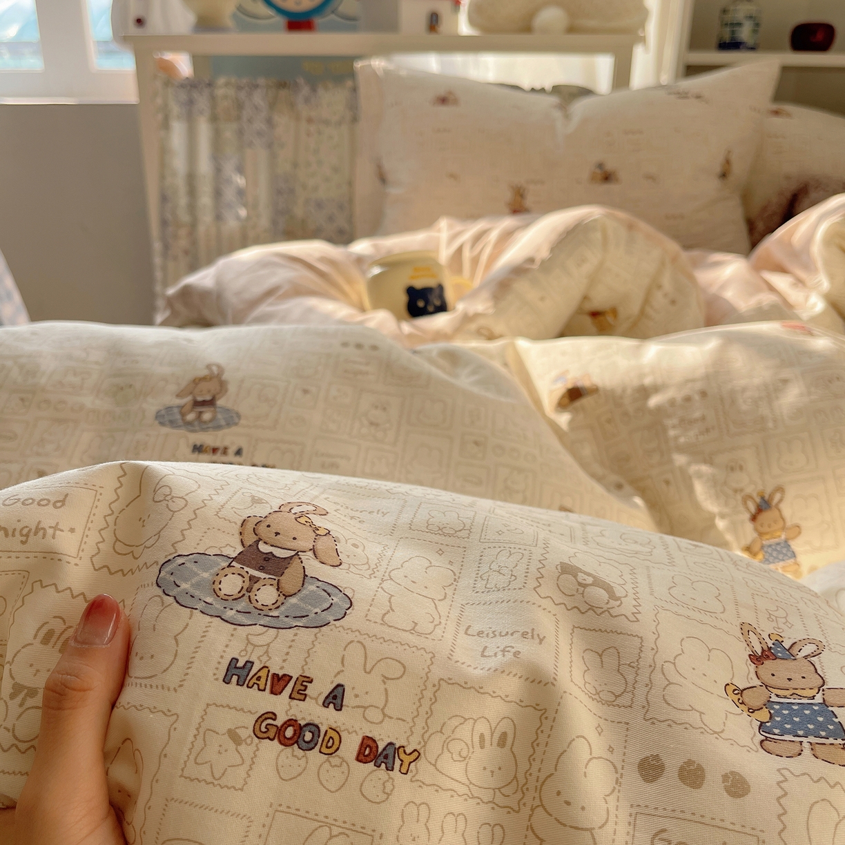 91家纺网 家纺一手货源 找家纺 （总）耀悦家纺 2026新款40支a类全棉纯棉小清新卡通ins风博主风四件套