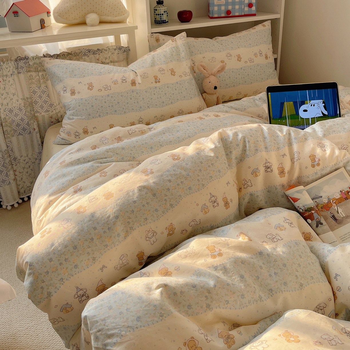 耀悦家纺 2026新款40支a类全棉纯棉小清新卡通ins风博主风四件套 星河游乐园