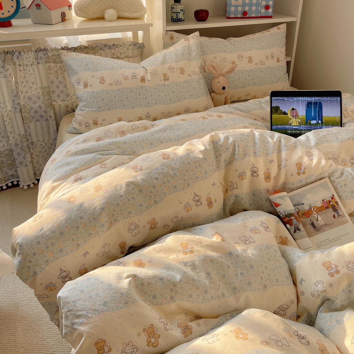 91家纺网 家纺一手货源 找家纺 耀悦家纺 2026新款40支a类全棉纯棉小清新卡通ins风博主风四件套 星河游乐园