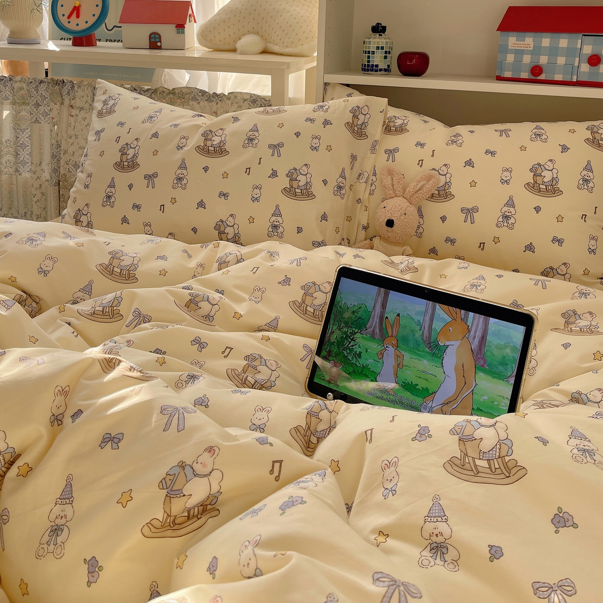 91家纺网 家纺一手货源 找家纺 耀悦家纺 2026新款40支a类全棉纯棉小清新卡通ins风博主风四件套 奶酪日记