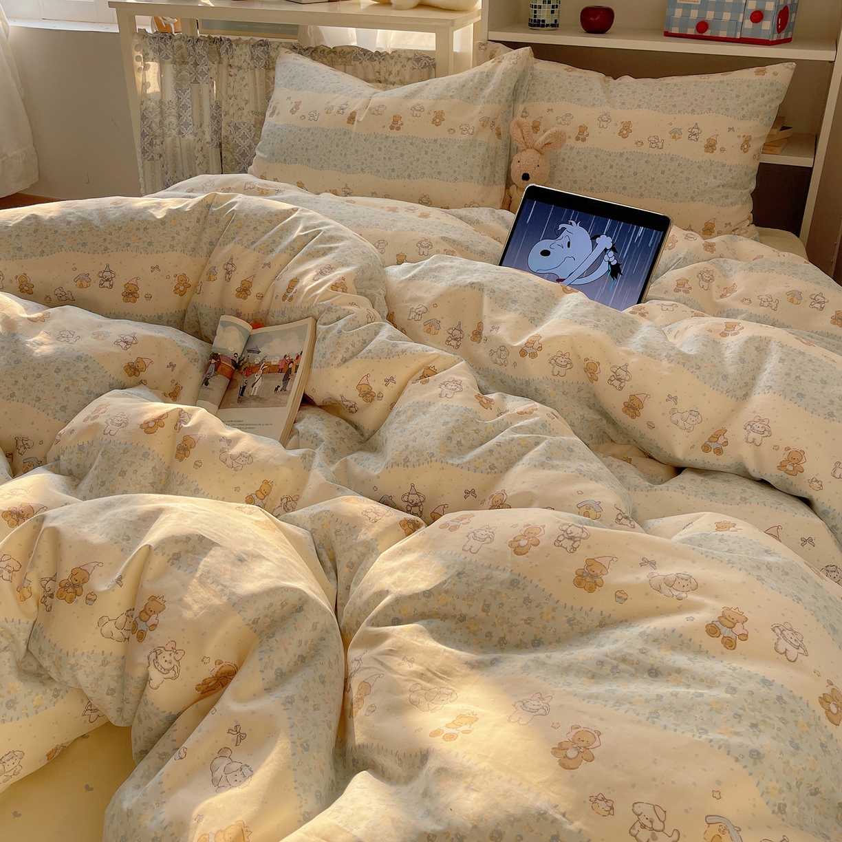 91家纺网 家纺一手货源 找家纺 耀悦家纺 2026新款40支a类全棉纯棉小清新卡通ins风博主风四件套 星河游乐园