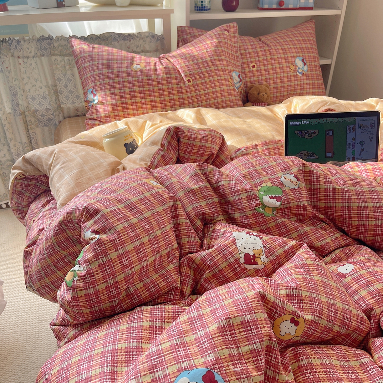 91家纺网 家纺一手货源 找家纺 （总）耀悦家纺 2026新款40支a类全棉纯棉小清新卡通ins风博主风四件套