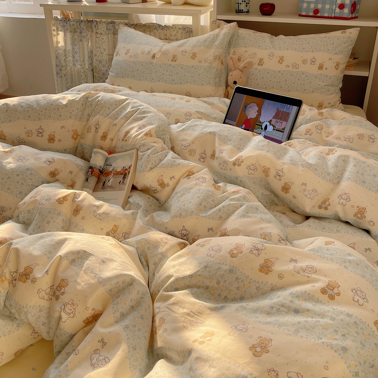 91家纺网 家纺一手货源 找家纺 耀悦家纺 2026新款40支a类全棉纯棉小清新卡通ins风博主风四件套 星河游乐园