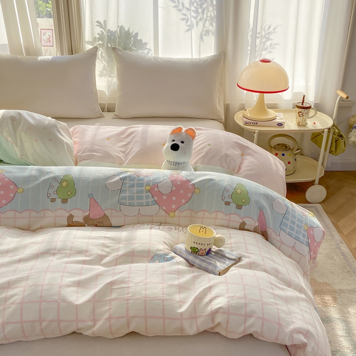 朵安家纺 2026春夏新款12868全棉纯棉斜纹印花单被套 被套单件 安图奶熊