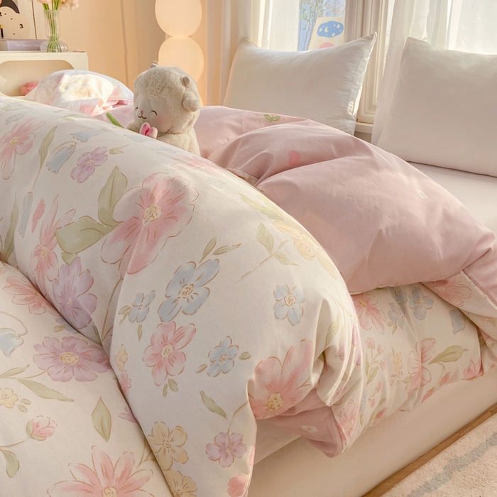 91家纺网 家纺一手货源 找家纺 朵安家纺 2026春夏新款12868全棉纯棉斜纹印花单被套 被套单件 初眠花语