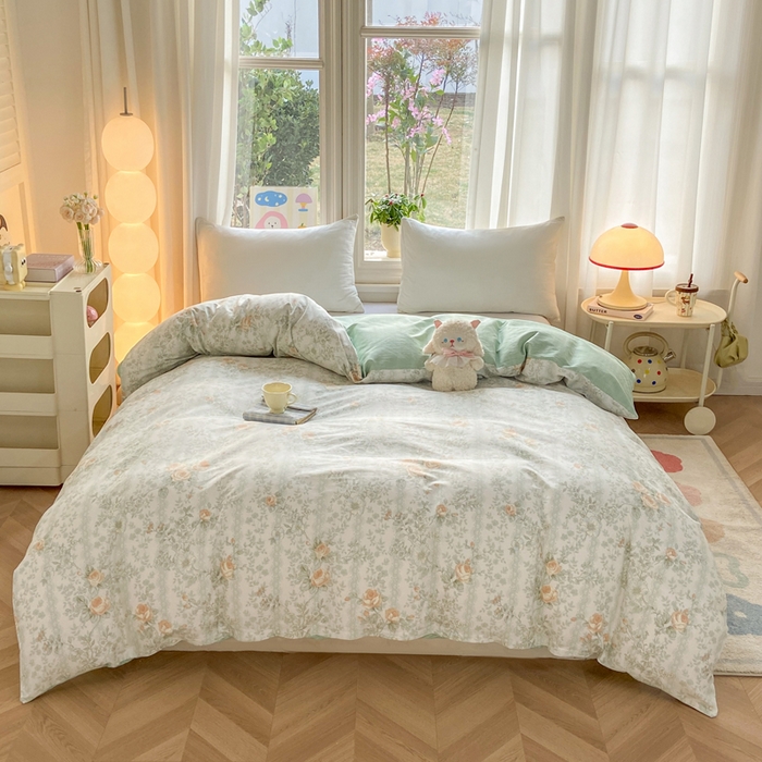 91家纺网 家纺一手货源 找家纺 朵安家纺 2026春夏新款12868全棉纯棉斜纹印花单被套 被套单件 春江花雾