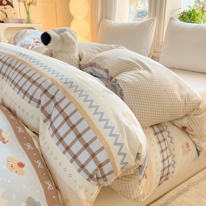 91家纺网 家纺一手货源 找家纺 朵安家纺 2026春夏新款12868全棉纯棉斜纹印花单被套 被套单件 费尔岛小狗