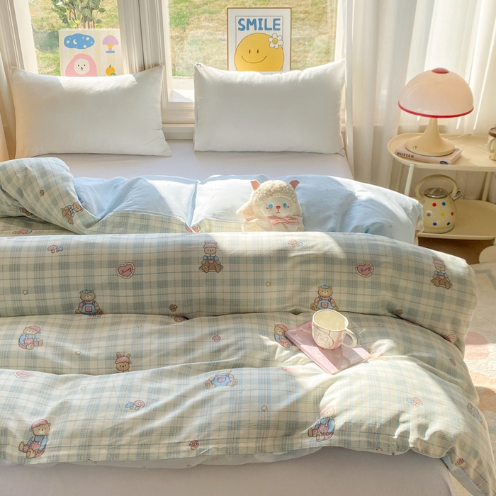 朵安家纺 2026春夏新款12868全棉纯棉斜纹印花单被套 被套单件 乖乖熊