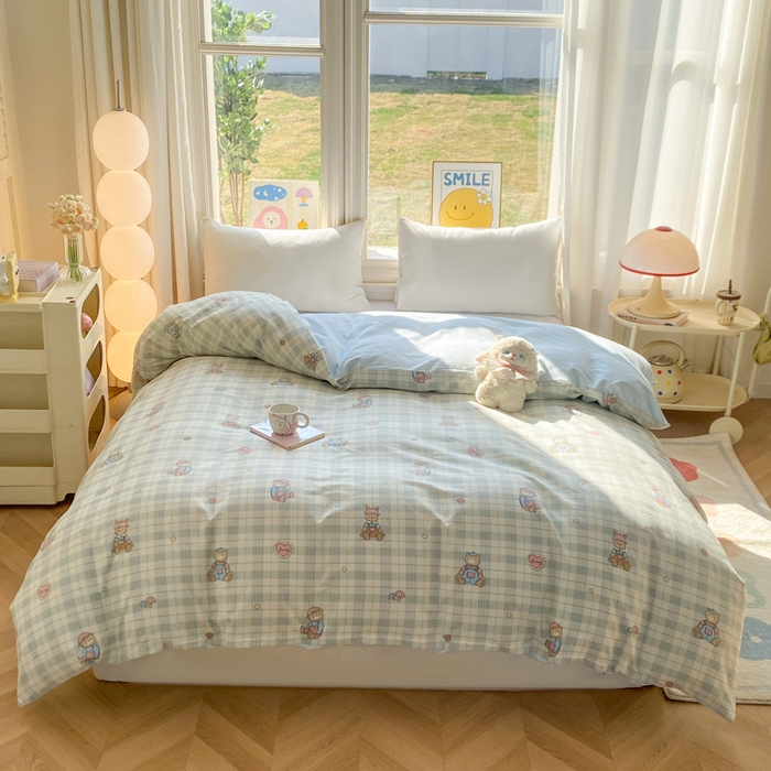 91家纺网 家纺一手货源 找家纺 朵安家纺 2026春夏新款12868全棉纯棉斜纹印花单被套 被套单件 乖乖熊