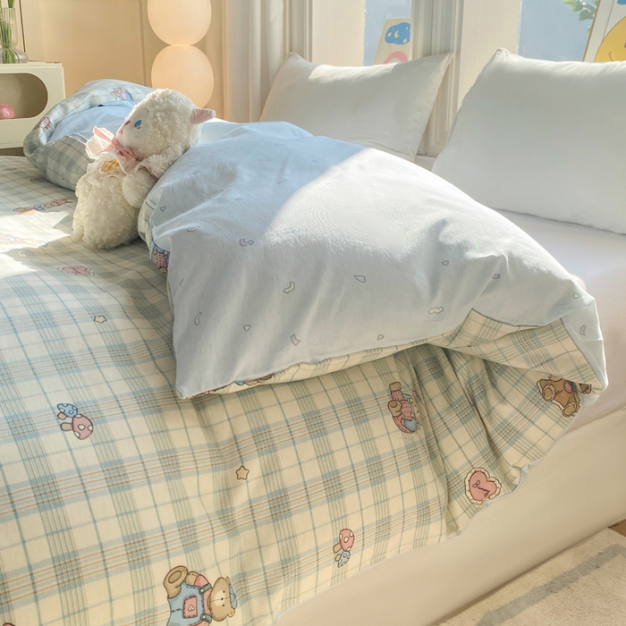 91家纺网 家纺一手货源 找家纺 朵安家纺 2026春夏新款12868全棉纯棉斜纹印花单被套 被套单件 乖乖熊