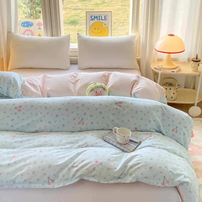 朵安家纺 2026春夏新款12868全棉纯棉斜纹印花单被套 被套单件 海盐樱桃