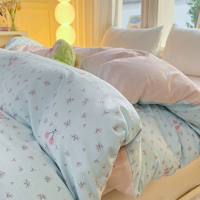 91家纺网 家纺一手货源 找家纺 朵安家纺 2026春夏新款12868全棉纯棉斜纹印花单被套 被套单件 海盐樱桃