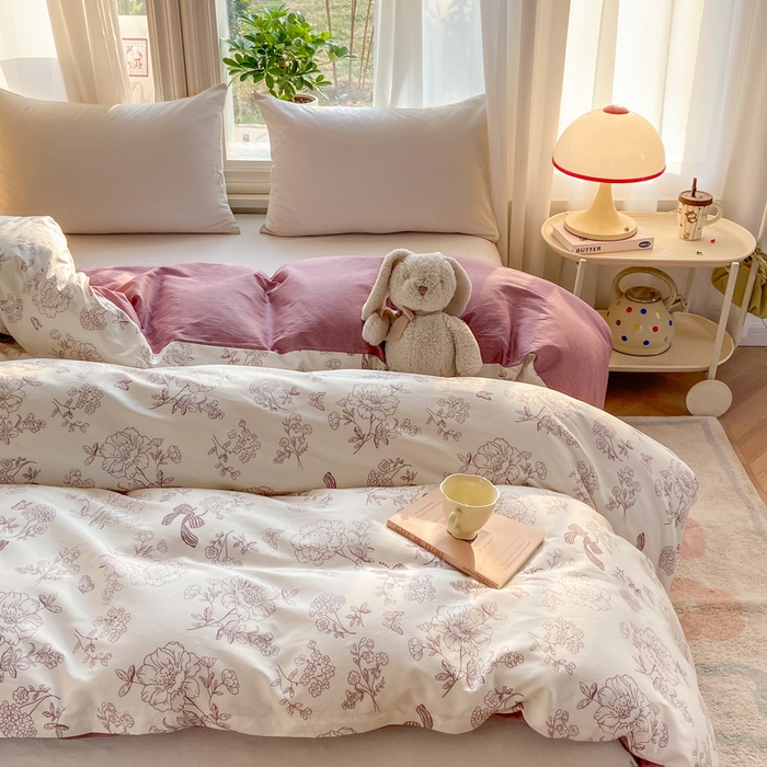 朵安家纺 2026春夏新款12868全棉纯棉斜纹印花单被套 被套单件 剪影花梦