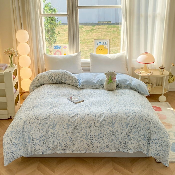 91家纺网 家纺一手货源 找家纺 朵安家纺 2026春夏新款12868全棉纯棉斜纹印花单被套 被套单件 蓝沫