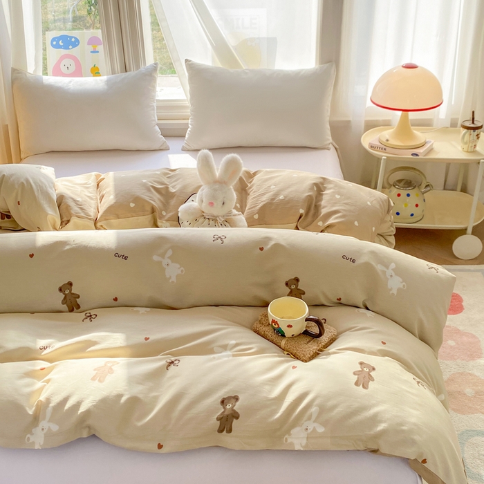 朵安家纺 2026春夏新款12868全棉纯棉斜纹印花单被套 被套单件 乐享小熊