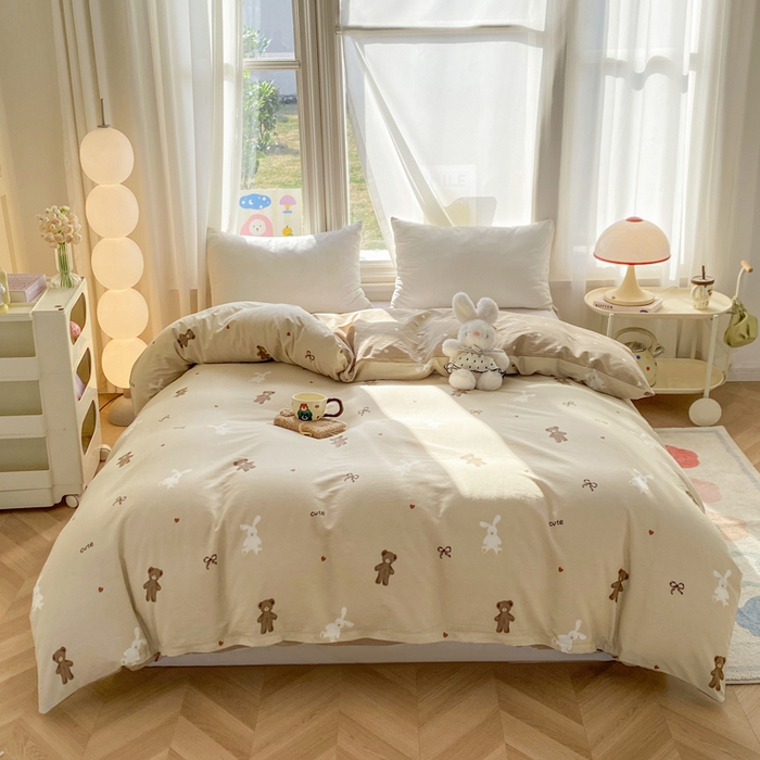 91家纺网 家纺一手货源 找家纺 朵安家纺 2026春夏新款12868全棉纯棉斜纹印花单被套 被套单件 乐享小熊