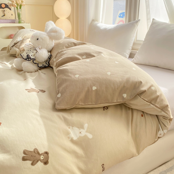 91家纺网 家纺一手货源 找家纺 朵安家纺 2026春夏新款12868全棉纯棉斜纹印花单被套 被套单件 乐享小熊