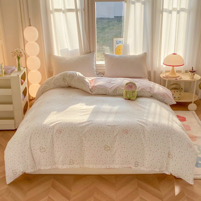 91家纺网 家纺一手货源 找家纺 朵安家纺 2026春夏新款12868全棉纯棉斜纹印花单被套 被套单件 玫瑰小狗