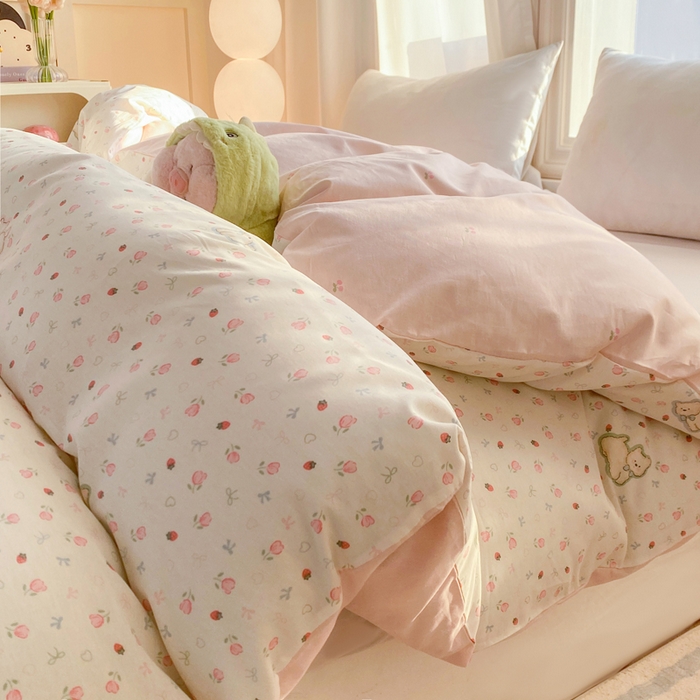 91家纺网 家纺一手货源 找家纺 朵安家纺 2026春夏新款12868全棉纯棉斜纹印花单被套 被套单件 玫瑰小狗